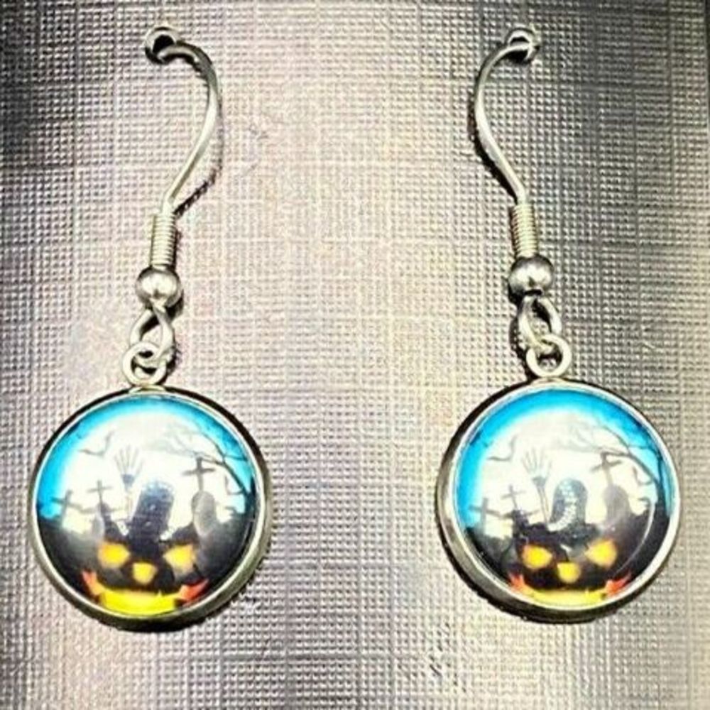 Graveyard and Jack-O-Lantern Earrings